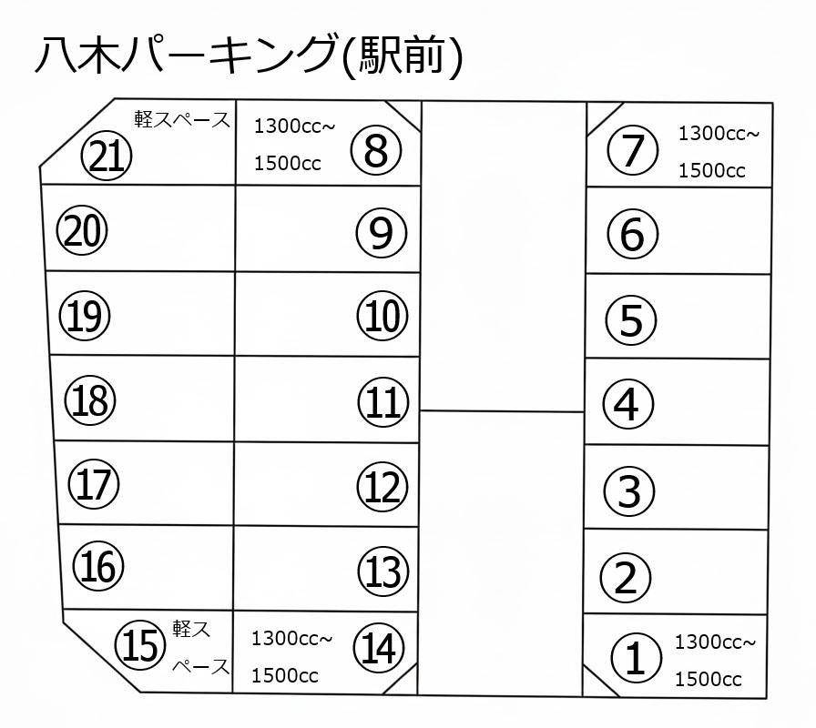 八木パーキング(駅前)の駐車配置図