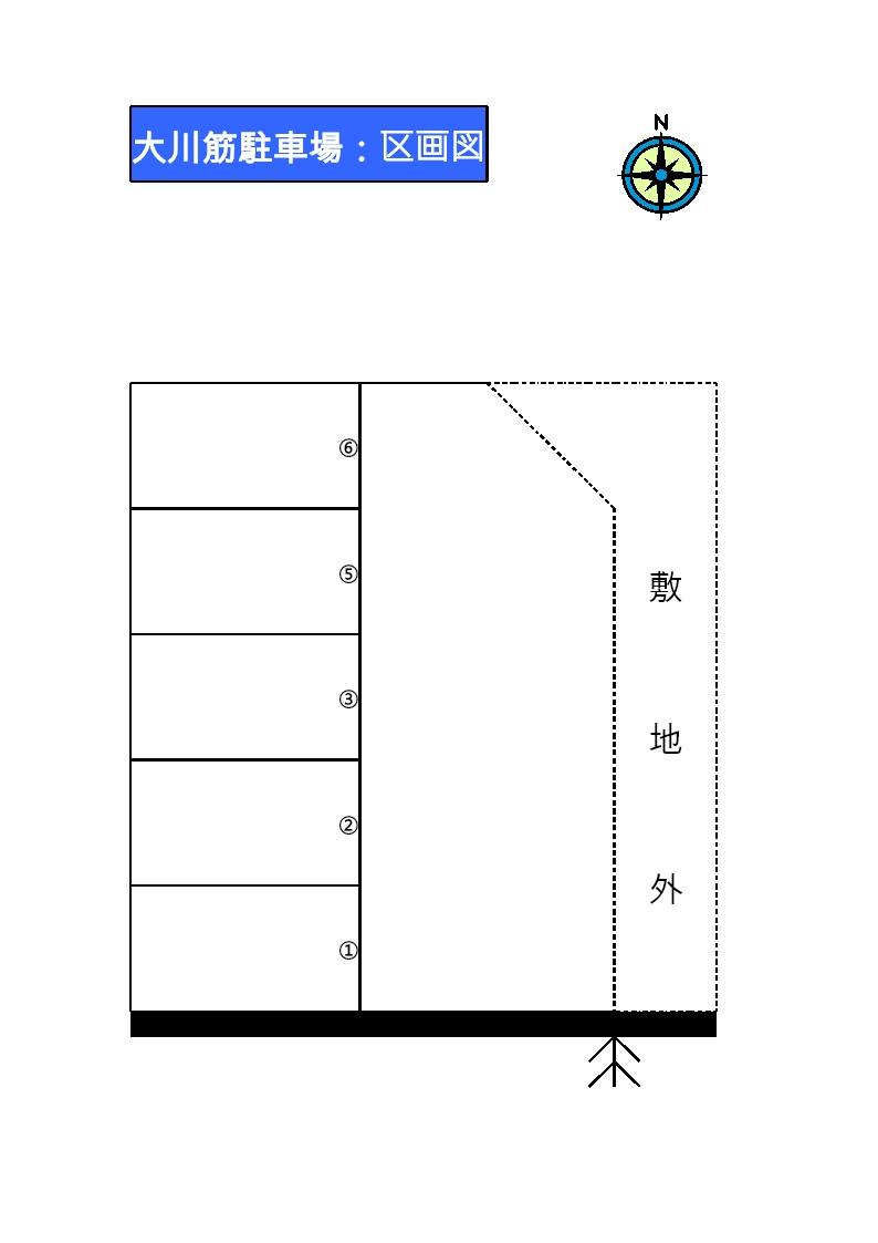 大川筋駐車場の駐車配置図