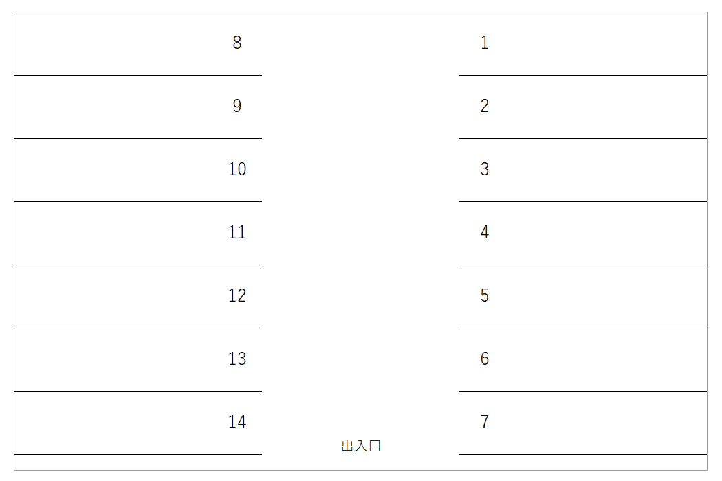 高原駐車場の駐車配置図