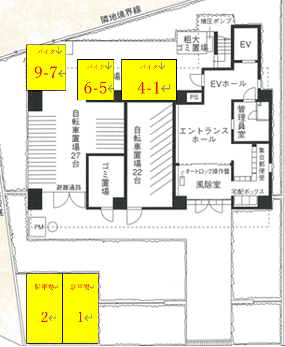 ヴェルト平井の駐車配置図