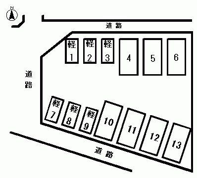 小島西パーキングの駐車配置図