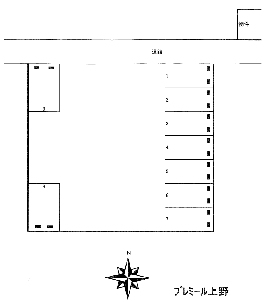 プレミール上野 (21650) 敷地外駐車場の駐車配置図
