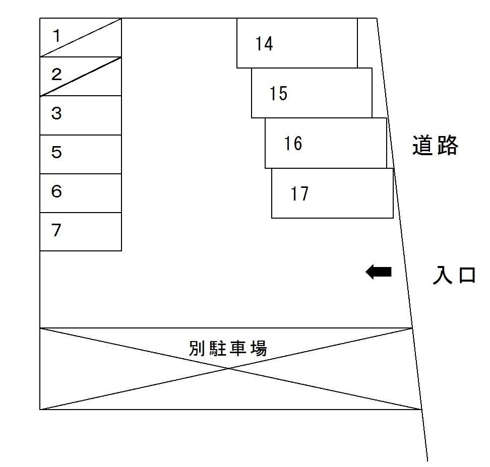 小川スエ駐車場の駐車配置図