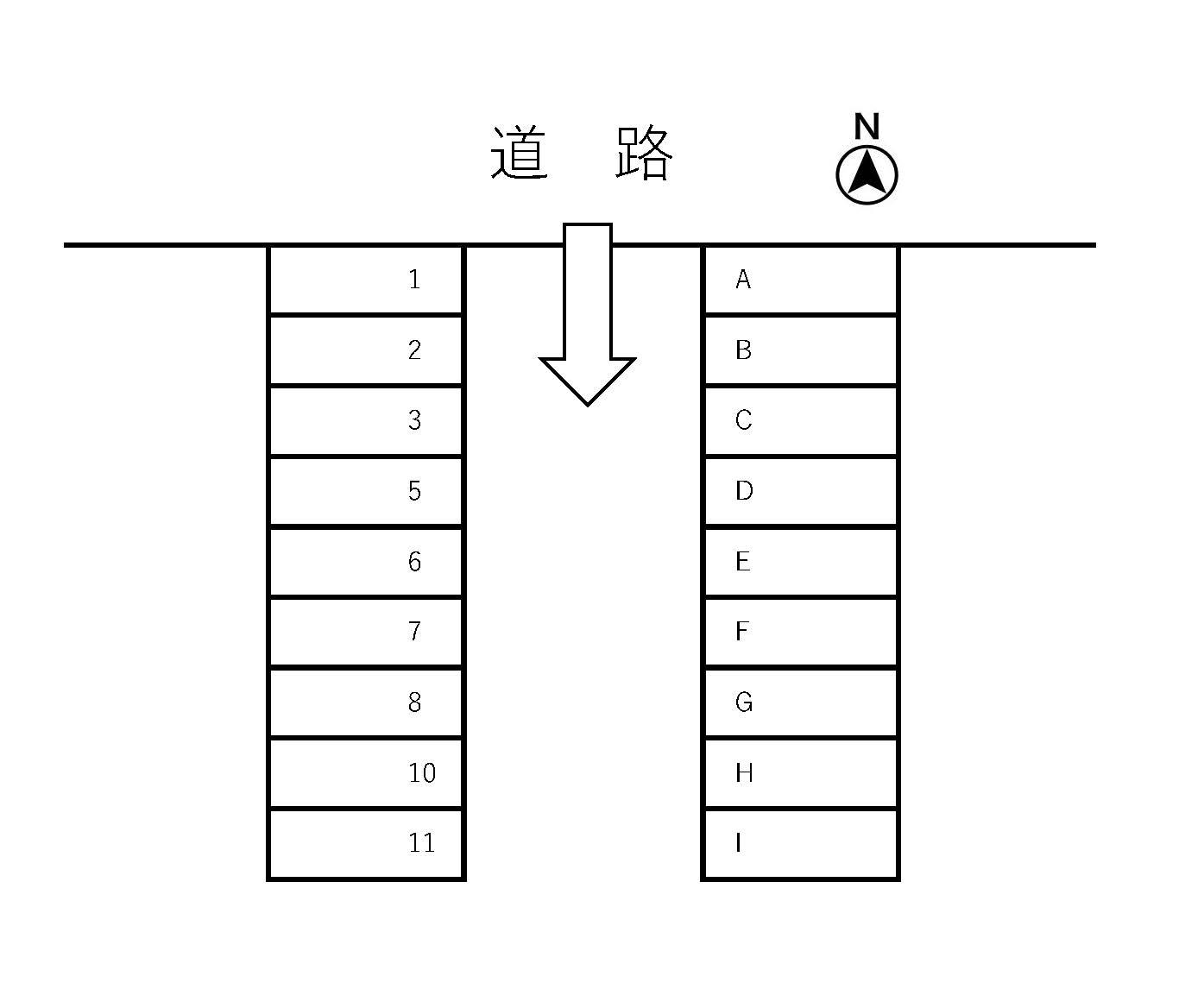T様加広町月極駐車場の駐車配置図