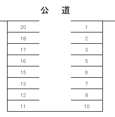 大当郎二丁目中村駐車場の駐車配置図