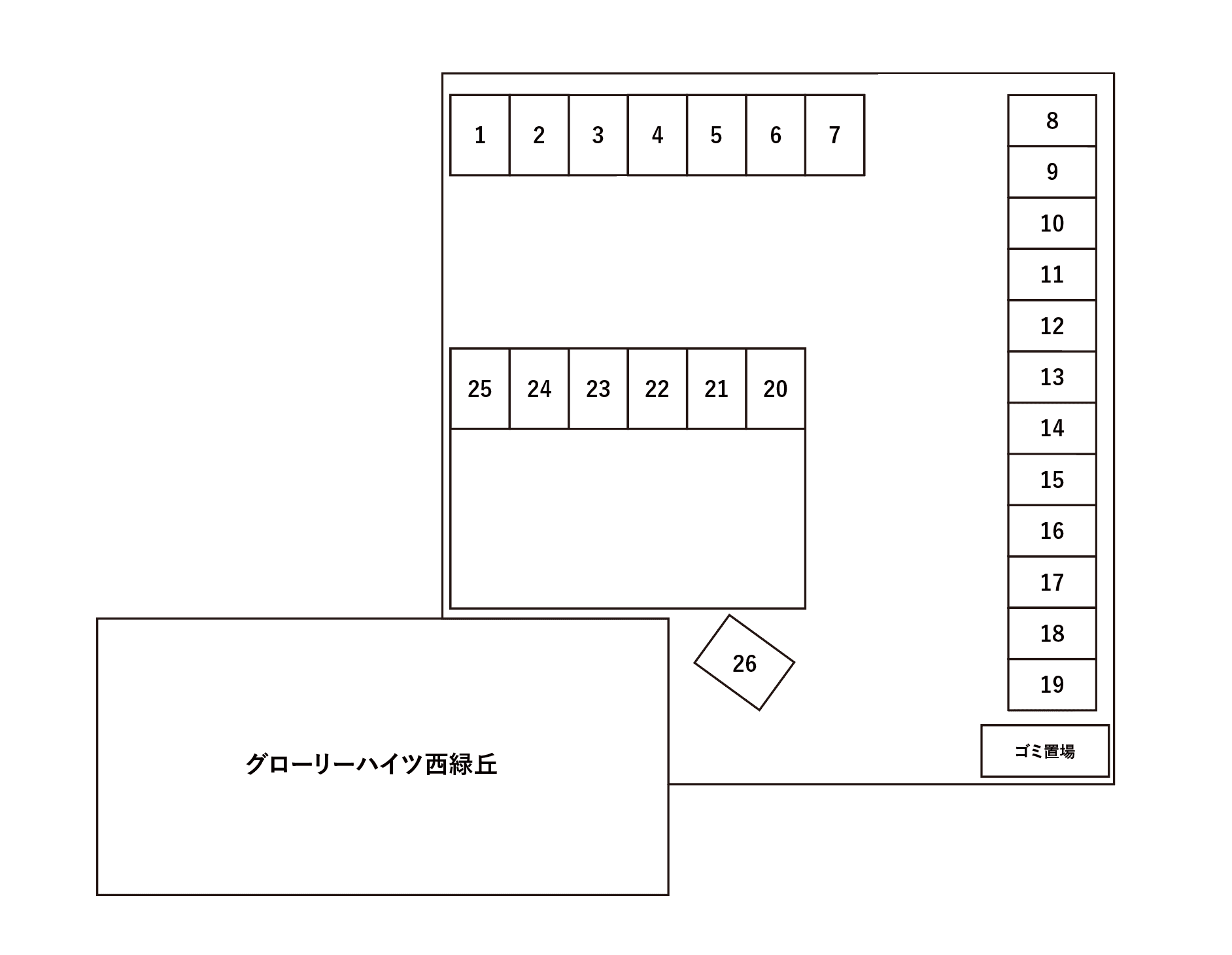 グローリーハイツ西緑丘の駐車配置図