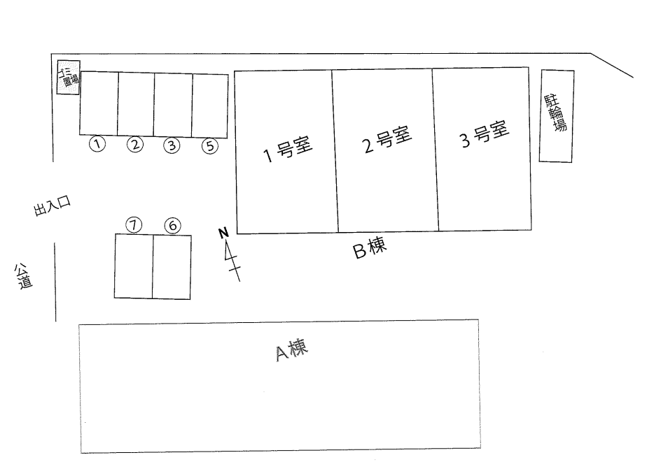 ルピナスB駐車場の駐車配置図