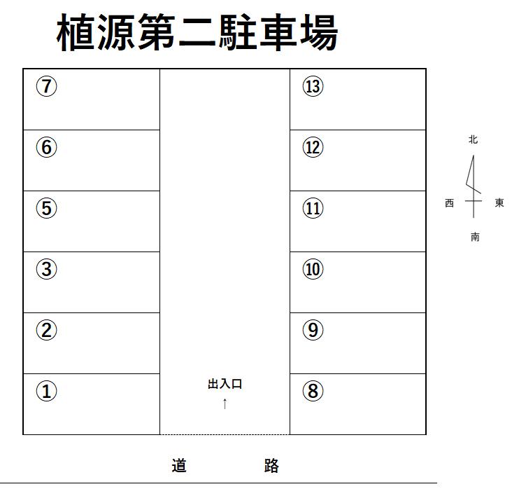 植源第二駐車場の駐車配置図