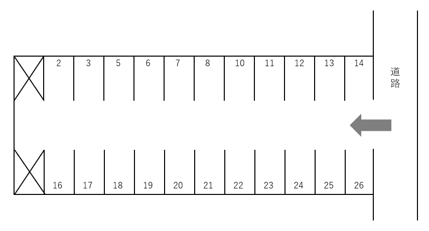 秋山駐車場の駐車配置図