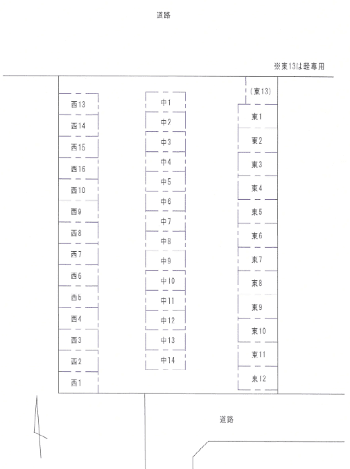 本宮六丁目駐車場の駐車配置図