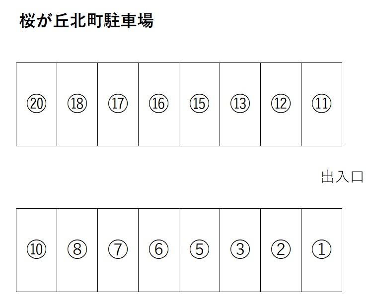 桜ケ丘北町駐車場の駐車配置図