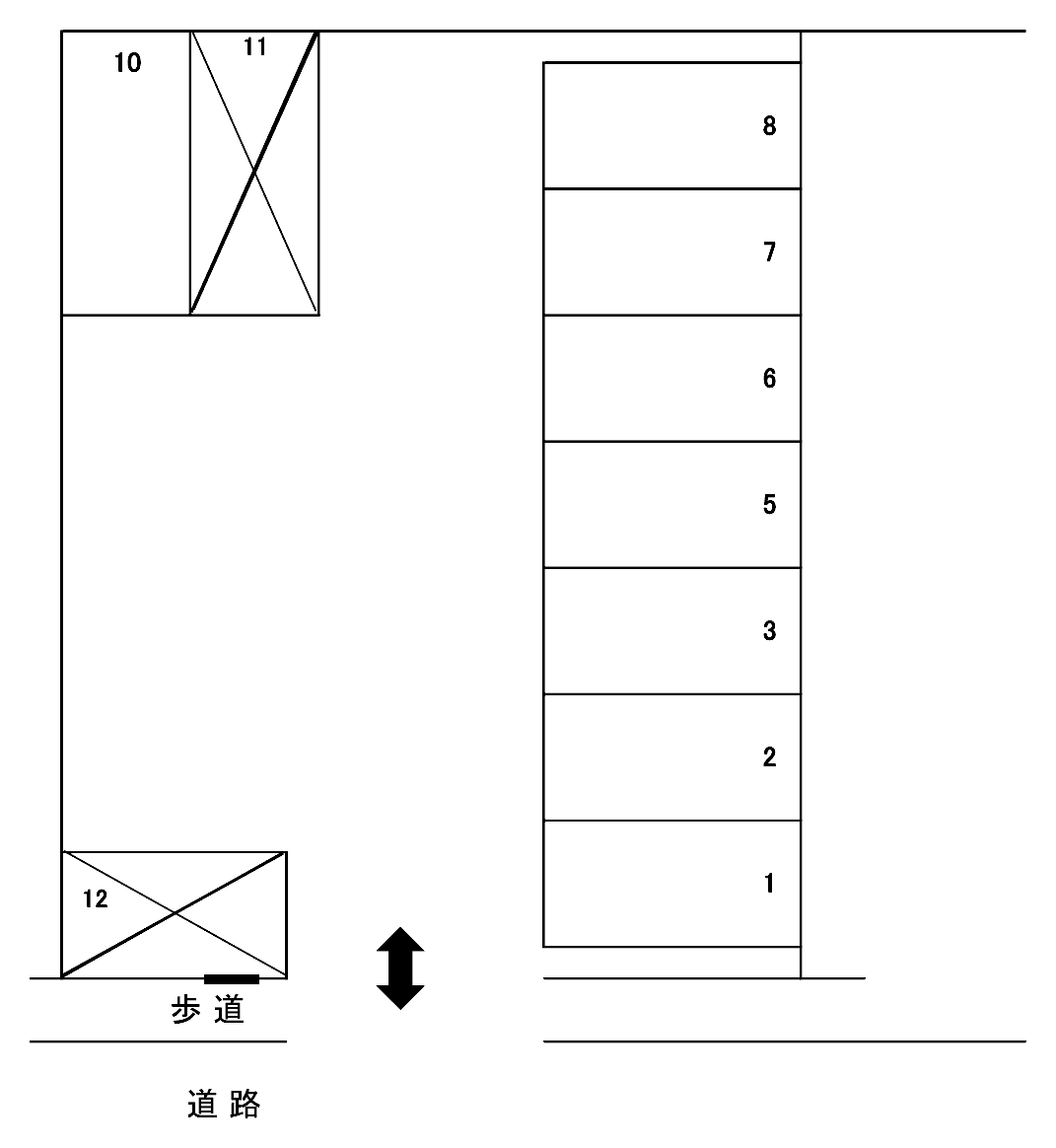 本町7丁目 駐車場の駐車配置図