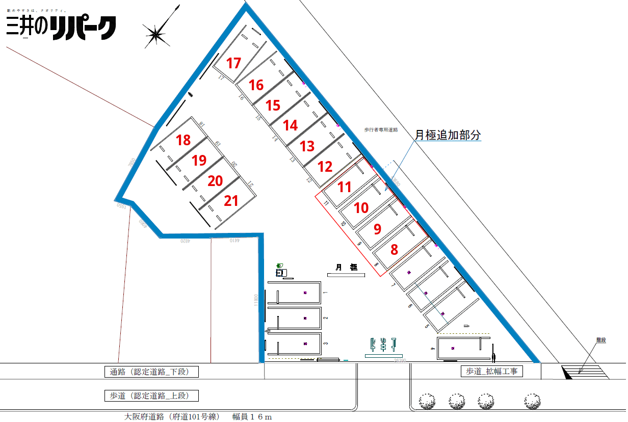 西淀川大和田6丁目の駐車配置図