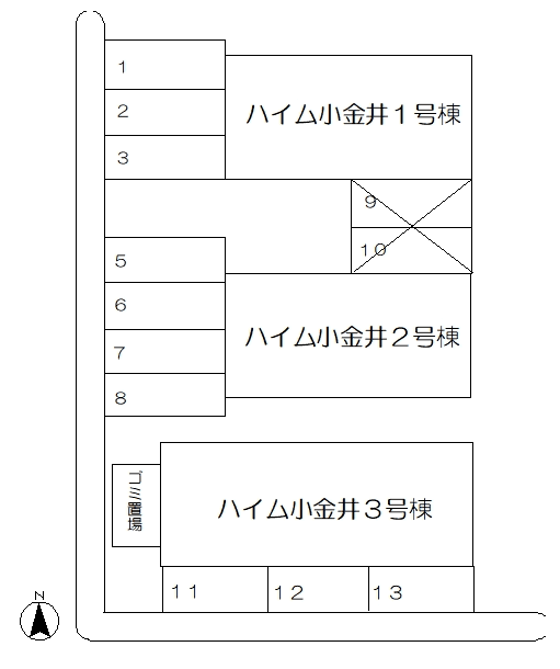 ハイム小金井駐車場の駐車配置図