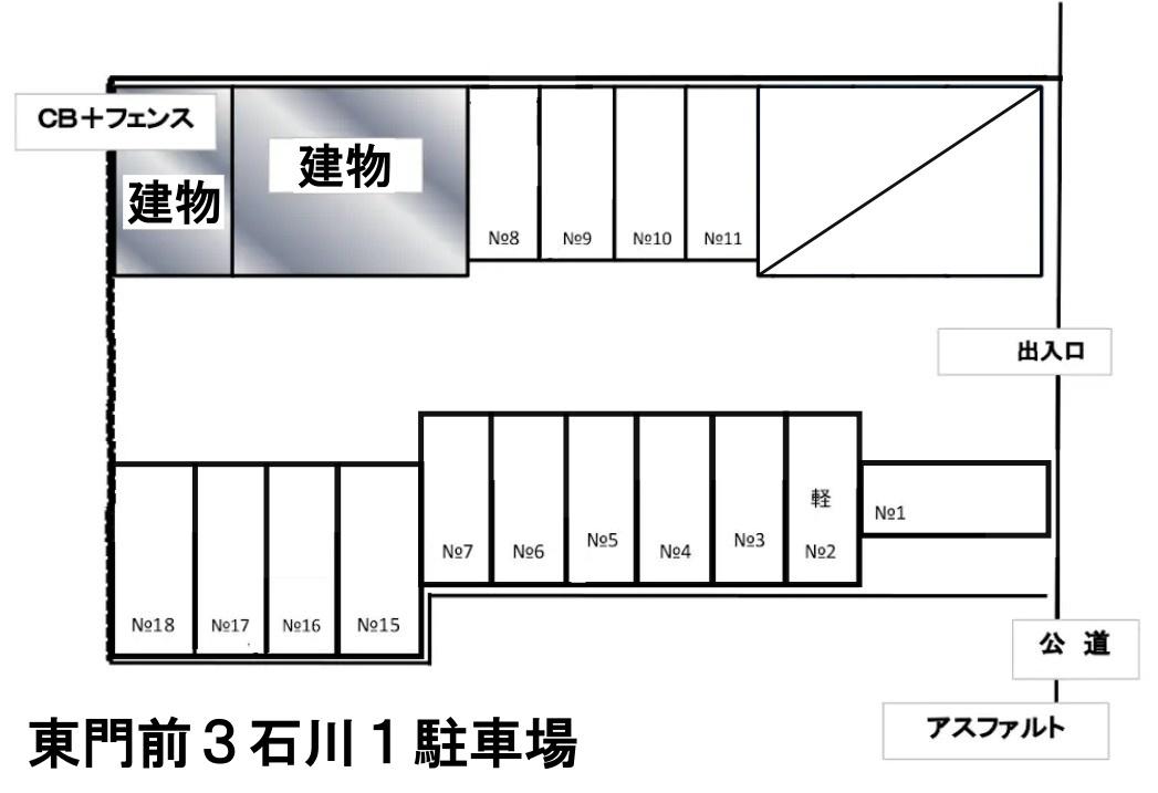 東門前3石川1駐車場の駐車配置図