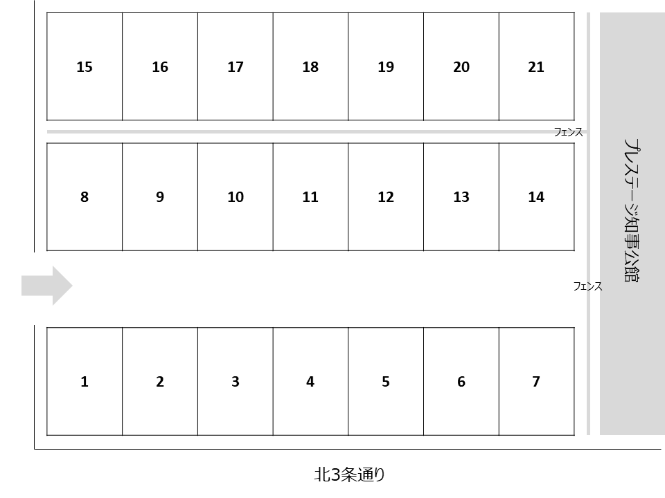 プレステージ知事公館パーキングの駐車配置図