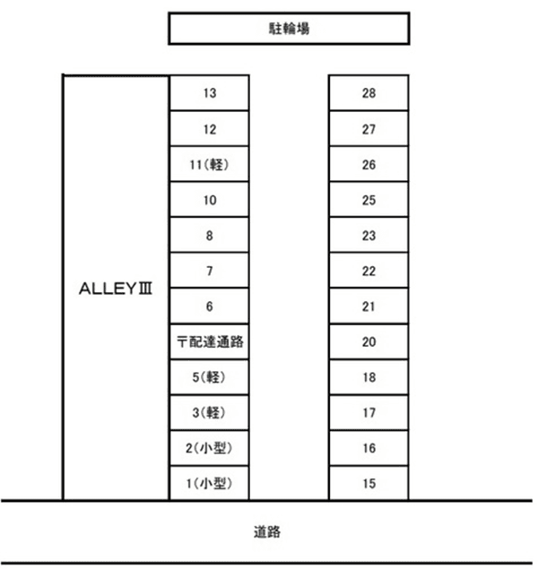 ALLEYⅢ第3駐車場の駐車配置図