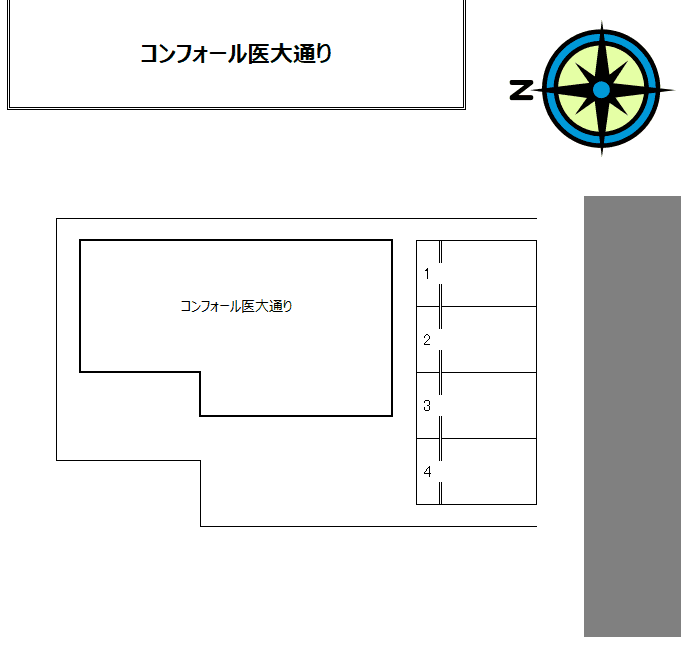 コンフォール医大通りの駐車配置図