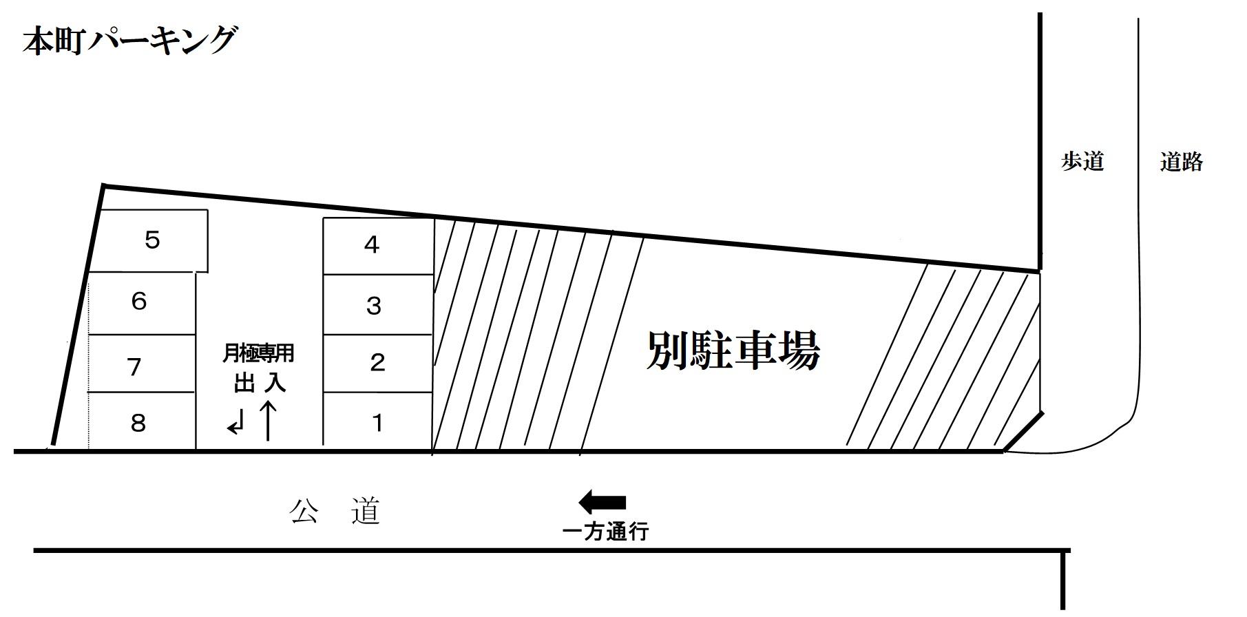 本町パーキングの駐車配置図