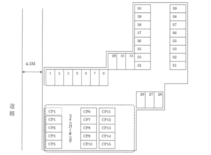 大正鉄筋コンクリート株式会社 茨木駐車場の駐車配置図