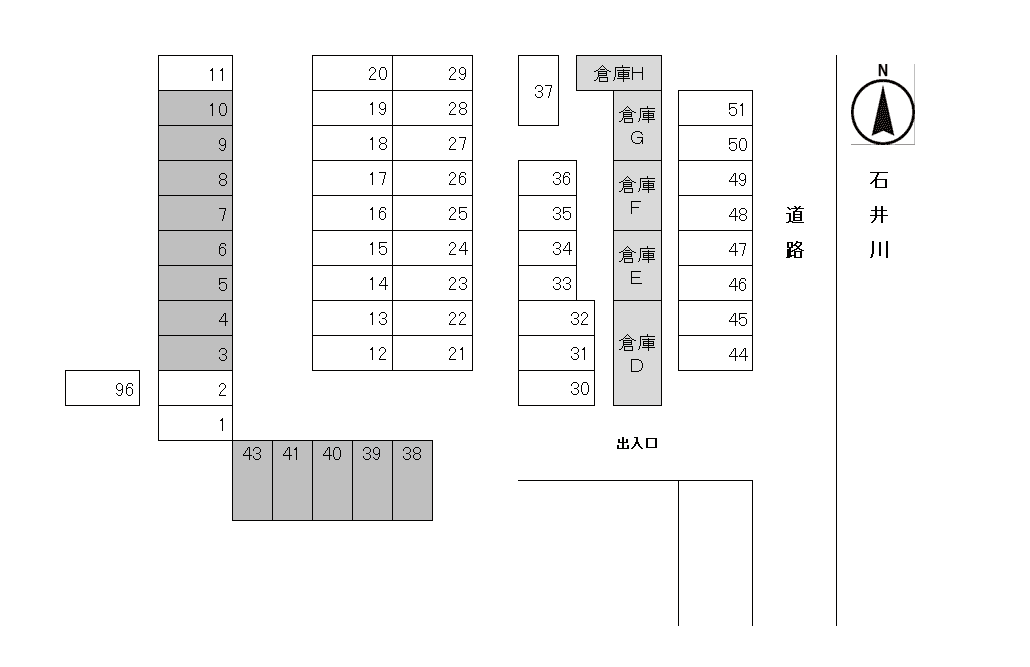 大野社駐車場の駐車配置図