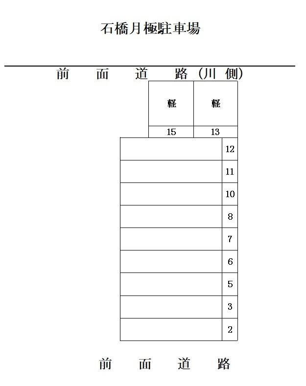 石橋月極駐車場の駐車配置図