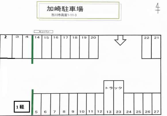 加崎駐車場の駐車配置図