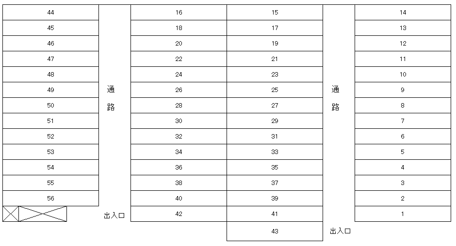 神野東第三駐車場の駐車配置図