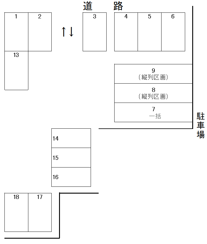 岡田唐人町駐車場の駐車配置図
