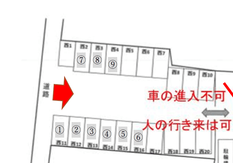 和田町245-1S駐車場の駐車配置図