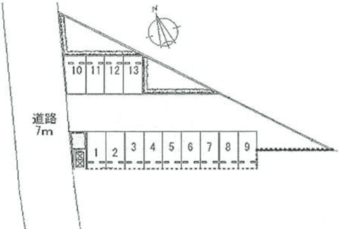 上木田ガレージの駐車配置図