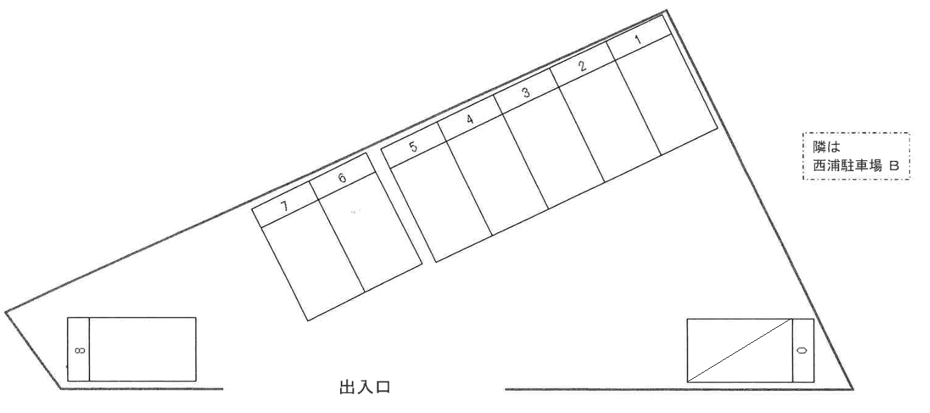 西浦駐車場Aの駐車配置図