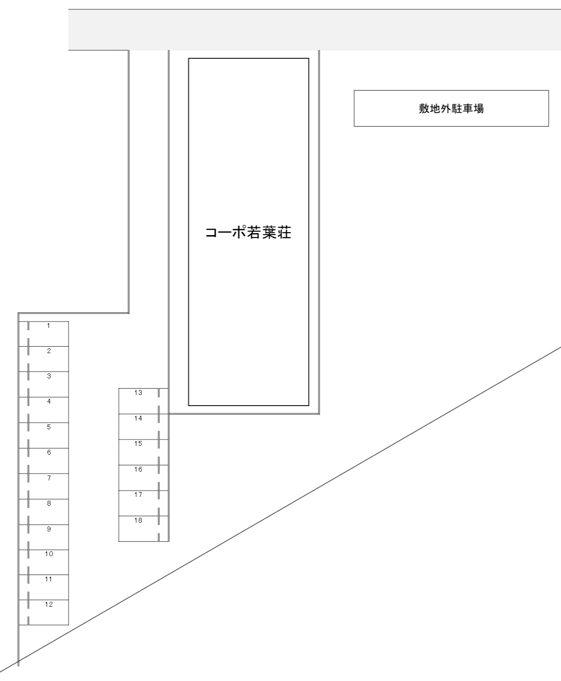 コーポ若葉荘の駐車配置図