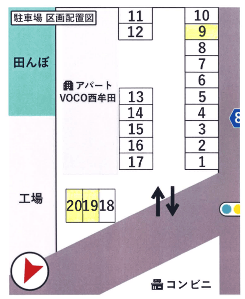 VOCO西牟田の駐車配置図