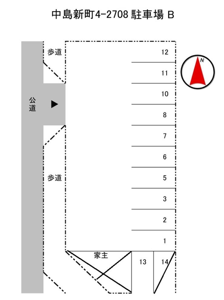 中島新町4-2708駐車場Bの駐車配置図