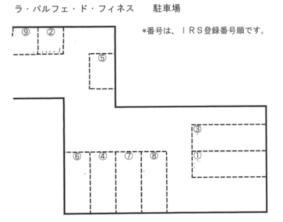 ラ・パルフェ・ド・フィネスの駐車配置図