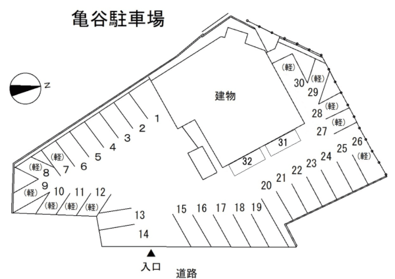 亀谷駐車場の駐車配置図
