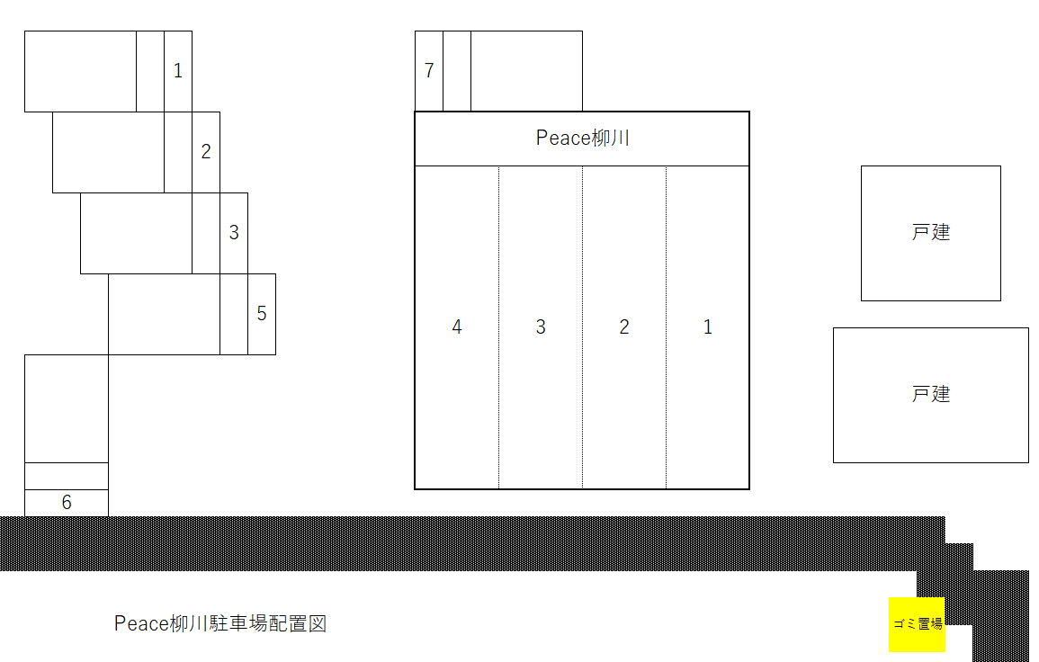 Peace柳川の駐車配置図