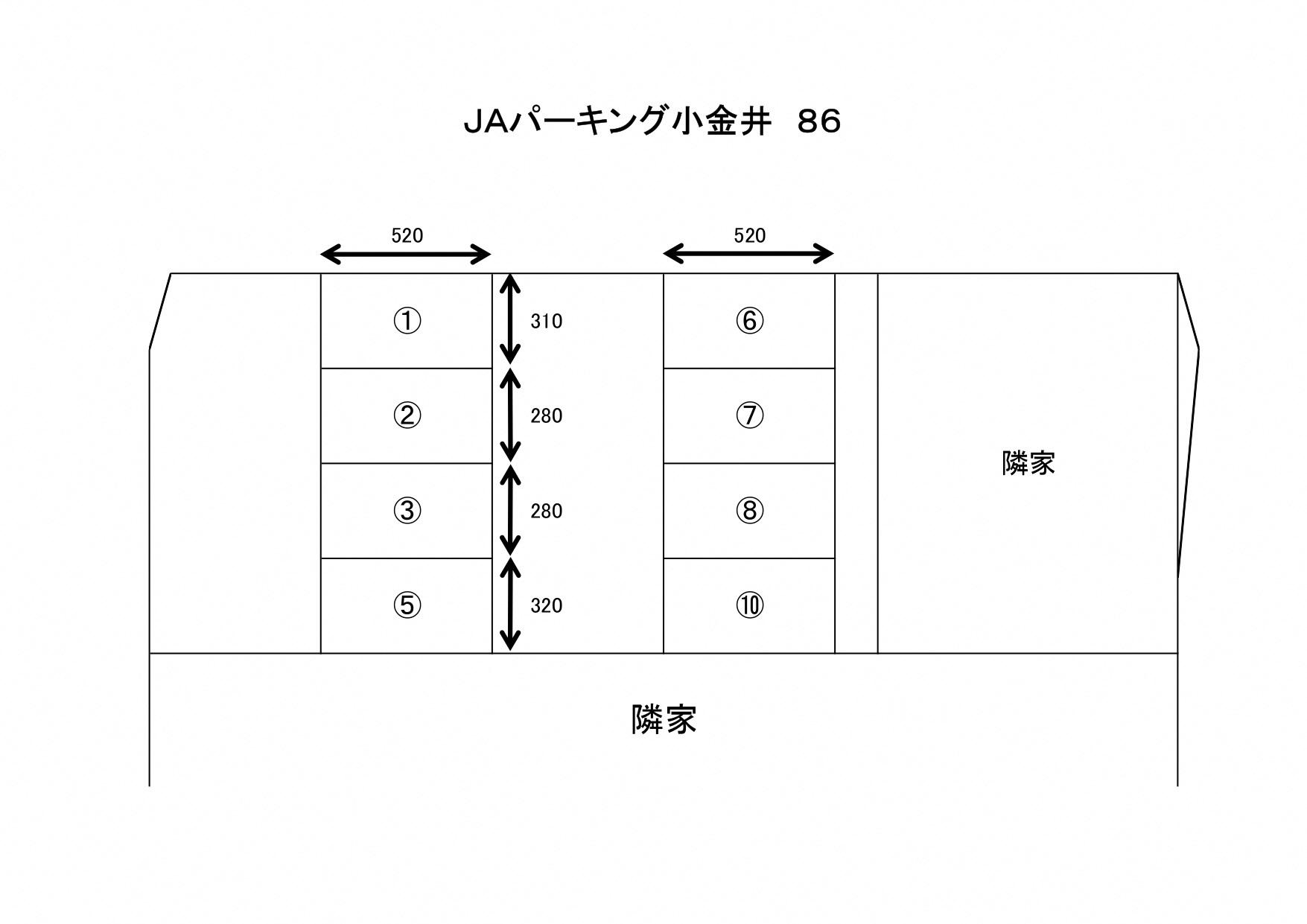 JAパーキング小金井86-1の駐車配置図