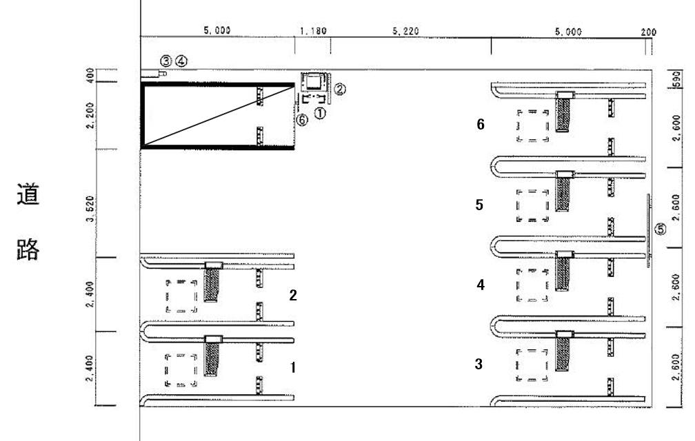 西本町4丁目駐車場NO.2(ひろたパーキング西本町4丁目)の駐車配置図