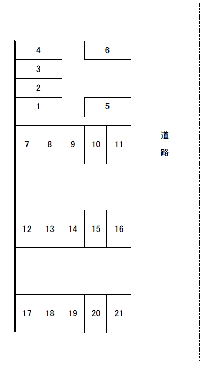 緒方パーキングの駐車配置図