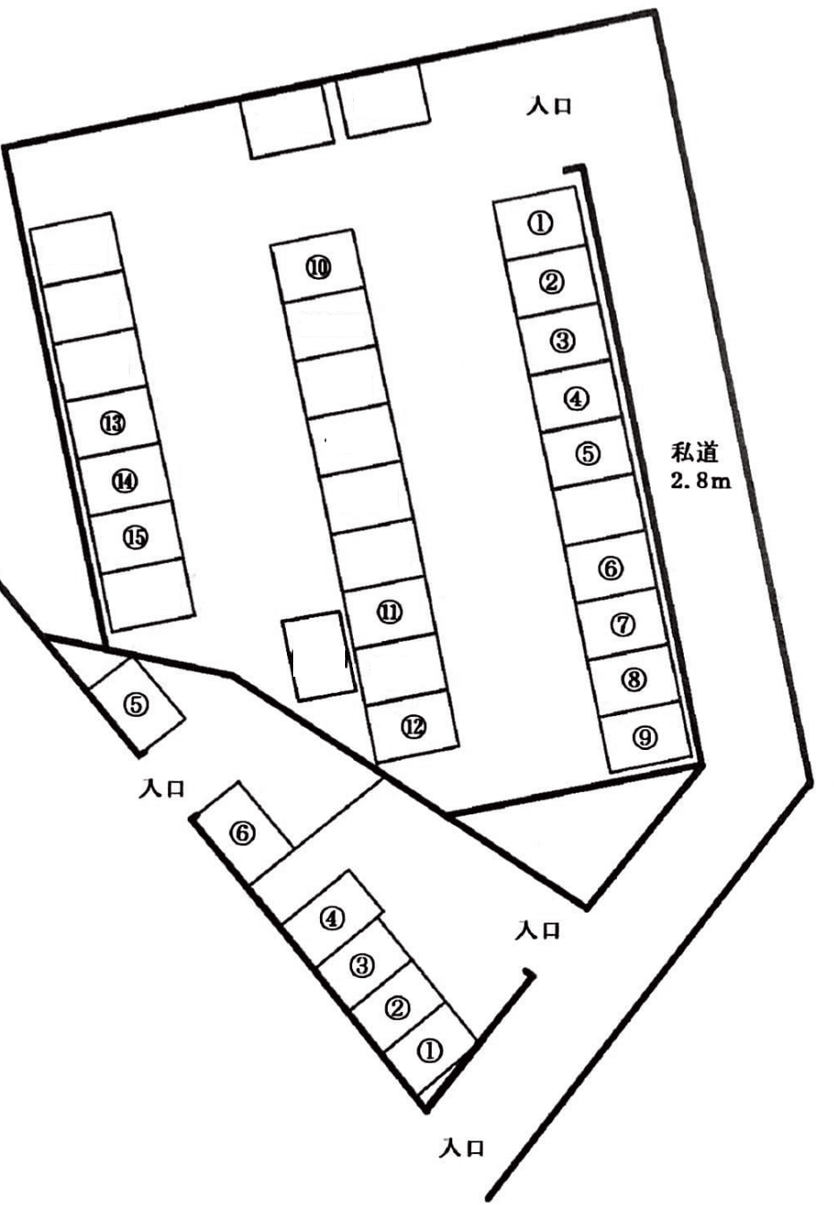 北浜駐車場の駐車配置図