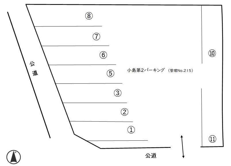小島第2パーキングの駐車配置図