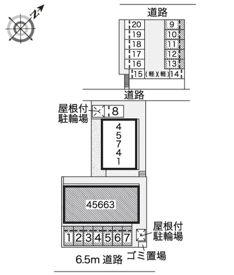 アンジェA(45663) 敷地外駐車場の駐車配置図