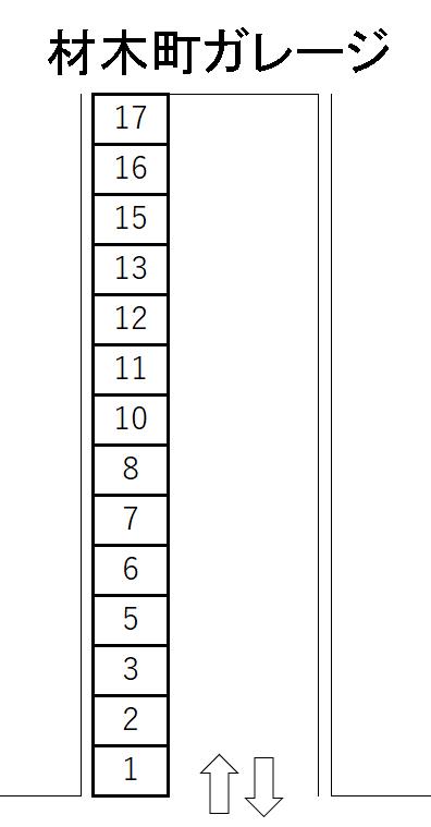 材木町ガレージの駐車配置図