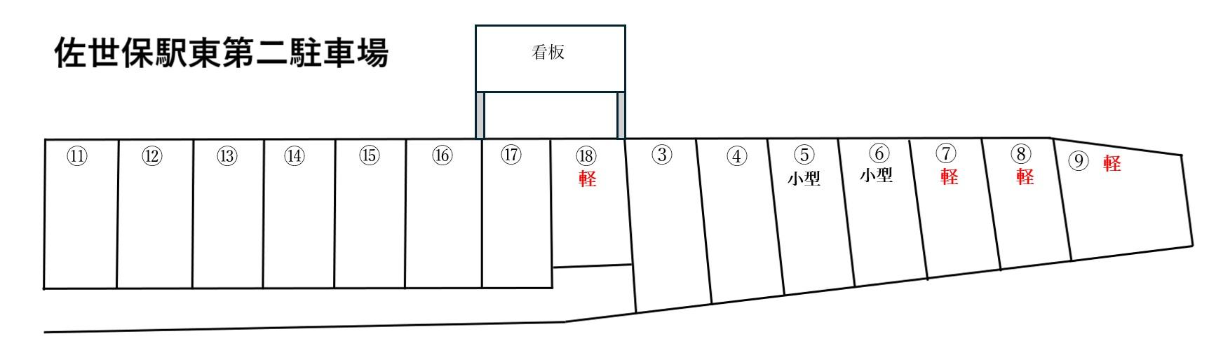 佐世保駅東第二駐車場の駐車配置図
