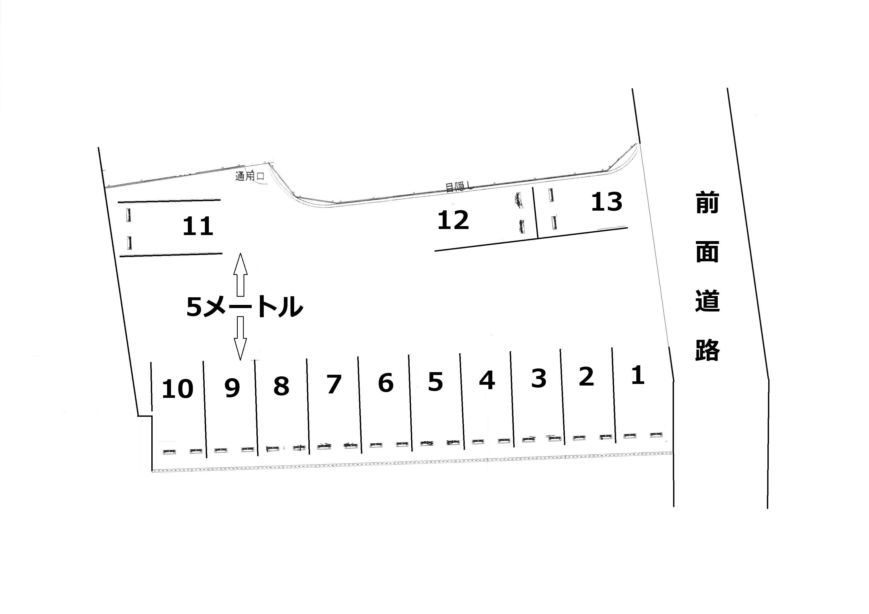 新アサノ駅南月極駐車場の駐車配置図