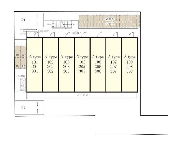 リブリ・ウィステリア鶴見駐車場の駐車配置図