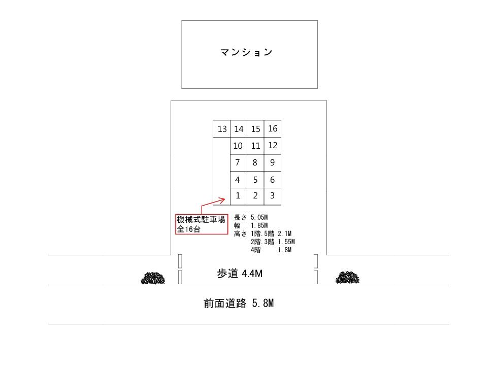 戸田市大字新曽駐車場の駐車配置図