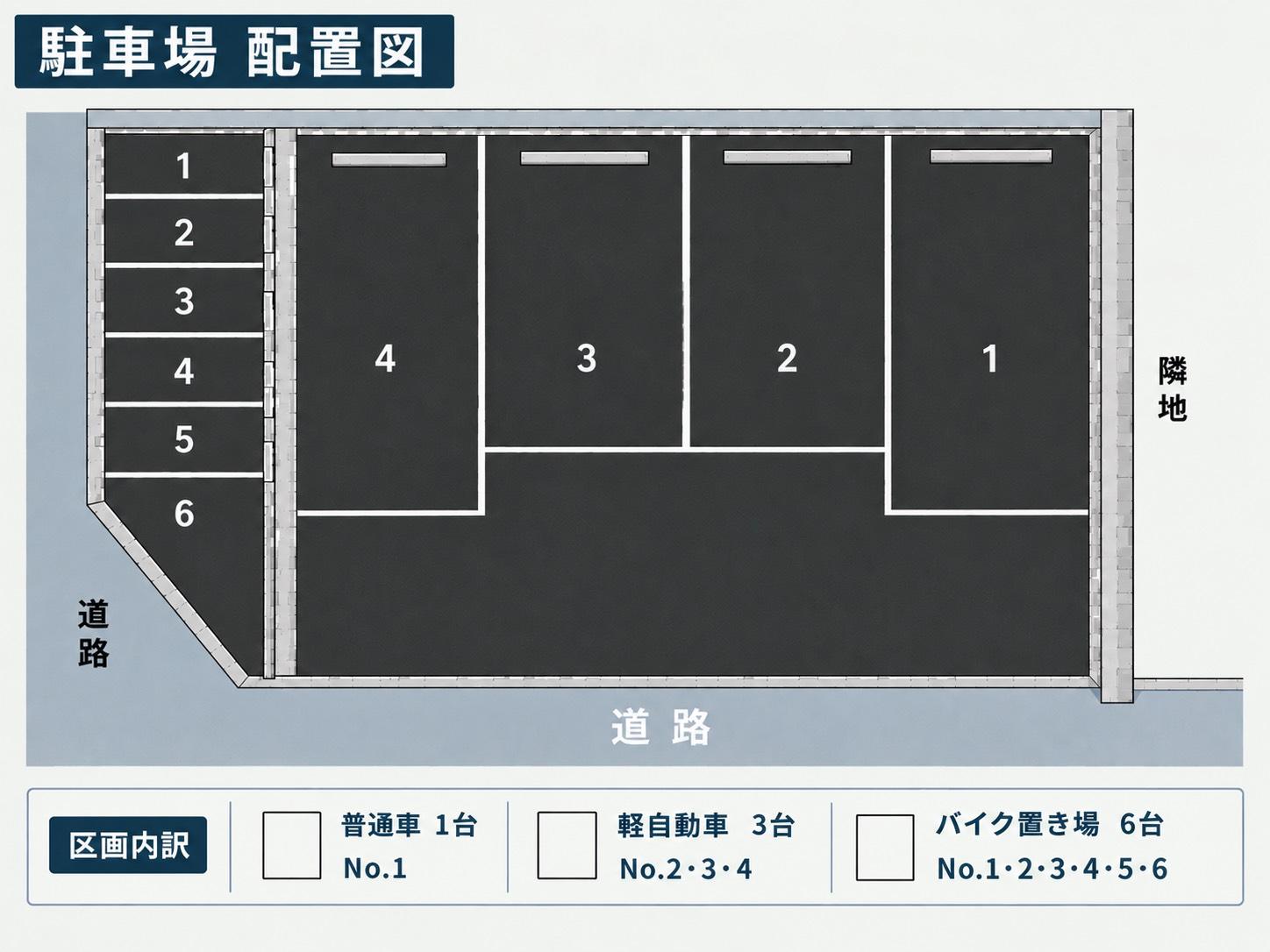 森本町天神森6-58駐車場の駐車配置図